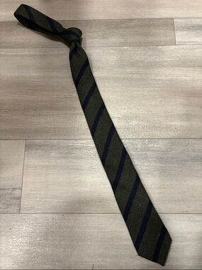 Suitsupply Olive and Navy Diagonal Stripe Tie